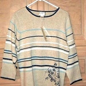 PENDLETON Tan with Blue Stripe Sweater Medium M MSRP $88
